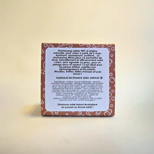 Shampoing solide anti démangeaison pour chien