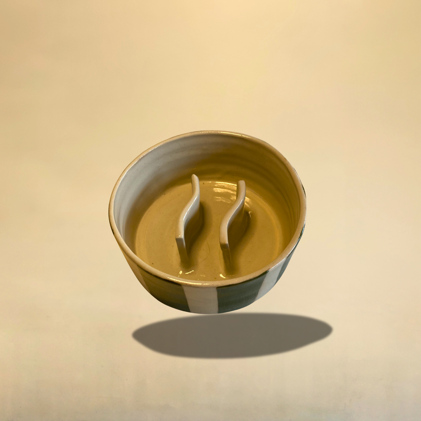 Gamelle anti-glouton artisanale motif rayures