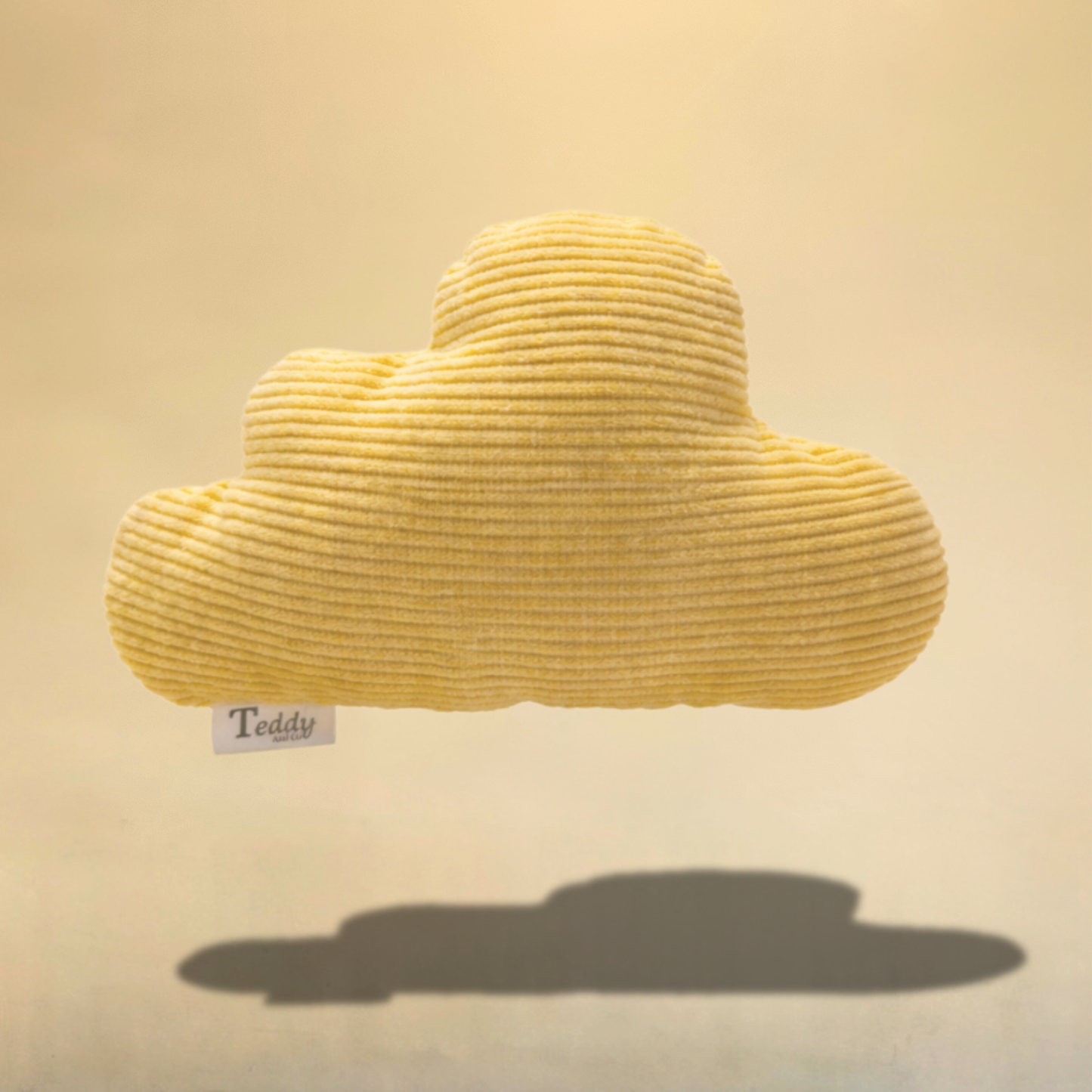 Peluche nuage en tissu côtelé jaune