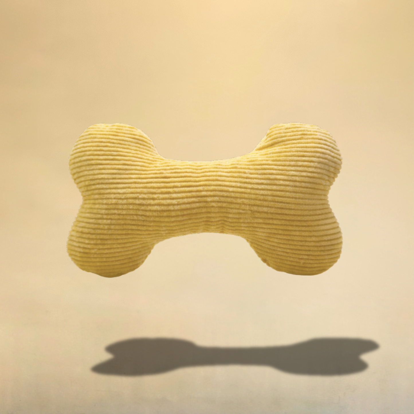 Peluche os en tissu côtelé jaune